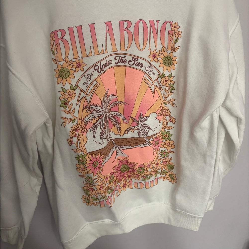 Billabong White and Pink Sweatshirt